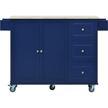 Rolling Mobile Kitchen Island With Solid Wood Top And Storage - Omega Lifestyles