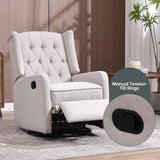 Multi-Functional Linen Recliner Chair With Rocking Swivel - Omega Lifestyles
