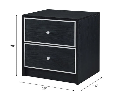 Black And Silver Synthetic Wood Accent Table With Drawers - Omega Lifestyles