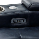 Power Swivel Blue PU Leather Recliner Chair With Tray Table - Omega Lifestyles
