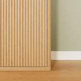 Modern Fluted Walnut Pantry Cabinet With Shelves - Omega Lifestyles