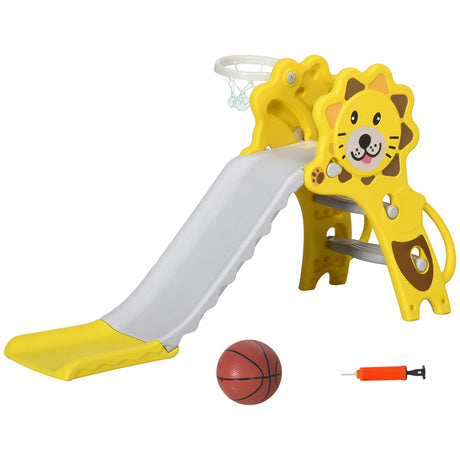 2-in-1 Toddler Slide With Basketball Hoop Indoor Toy - Omega Lifestyles