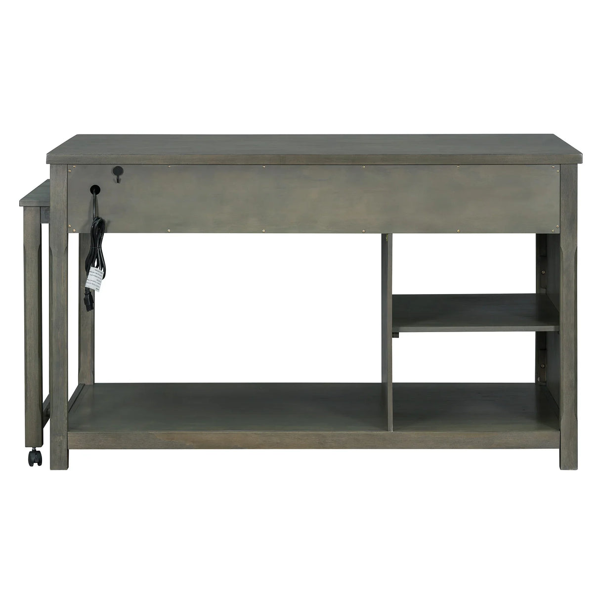 Expandable Retro Kitchen Island With Built-In Power Outlets - Omega Lifestyles