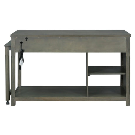 Expandable Retro Kitchen Island With Built-In Power Outlets - Omega Lifestyles