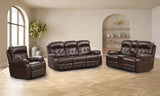 Transitional Brown Leatherette Manual Chair With Pillow Arms - Omega Lifestyles
