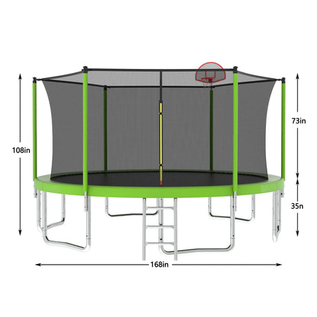 14-Inch Kids Outdoor Safety Enclosure Trampoline - Omega Lifestyles