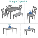 6-Piece Acacia Wood Dining Table Set With Upholstered Chairs - Omega Lifestyles