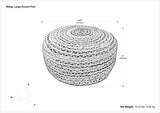 Multicolor Jute Handwoven Large Round Pouf Seat - Omega Lifestyles