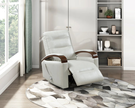 Swivel Gliding Recliner Faux Leather With Solid Rubberwood Arms - Omega Lifestyles