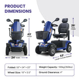Heavy Duty Blue Metal Mobility Scooter With Suspension - Omega Lifestyles