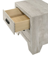 Transitional Whitewashed Wood 2-Drawer Bedside Cabinet - Omega Lifestyles