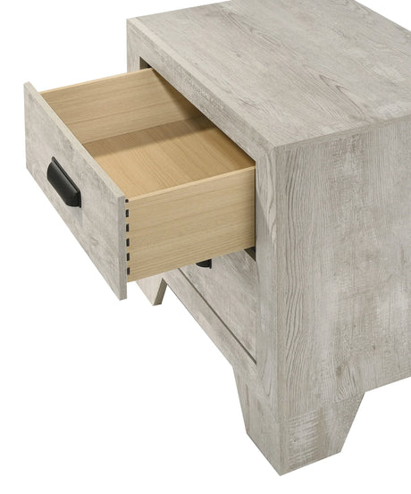Transitional Whitewashed Wood 2-Drawer Bedside Cabinet - Omega Lifestyles