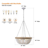 Farmhouse Wood Beaded Pendant Chandelier Lighting - Omega Lifestyles