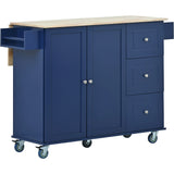 Rolling Mobile Kitchen Island With Solid Wood Top And Storage - Omega Lifestyles
