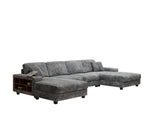 Modern Convertible U-Shaped Corduroy Fabric Sofa - Omega Lifestyles