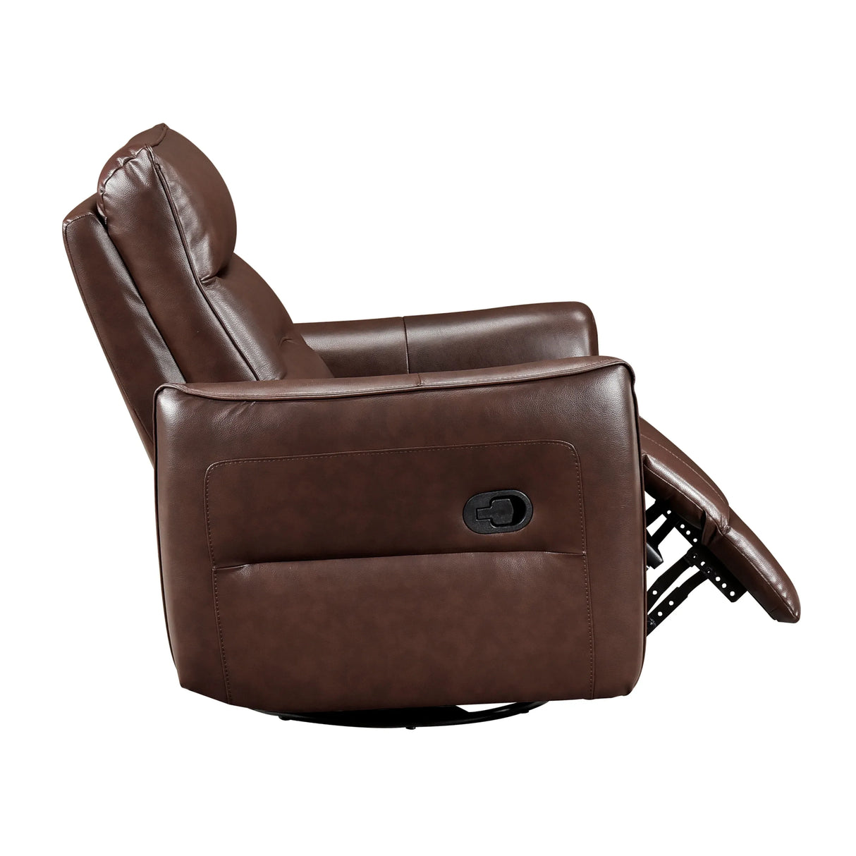 Brown Leather Swivel Recliner Chair With Wood Frame - Omega Lifestyles