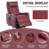 Red Faux Leather Power Lift Recliner Chair With Massage - Omega Lifestyles