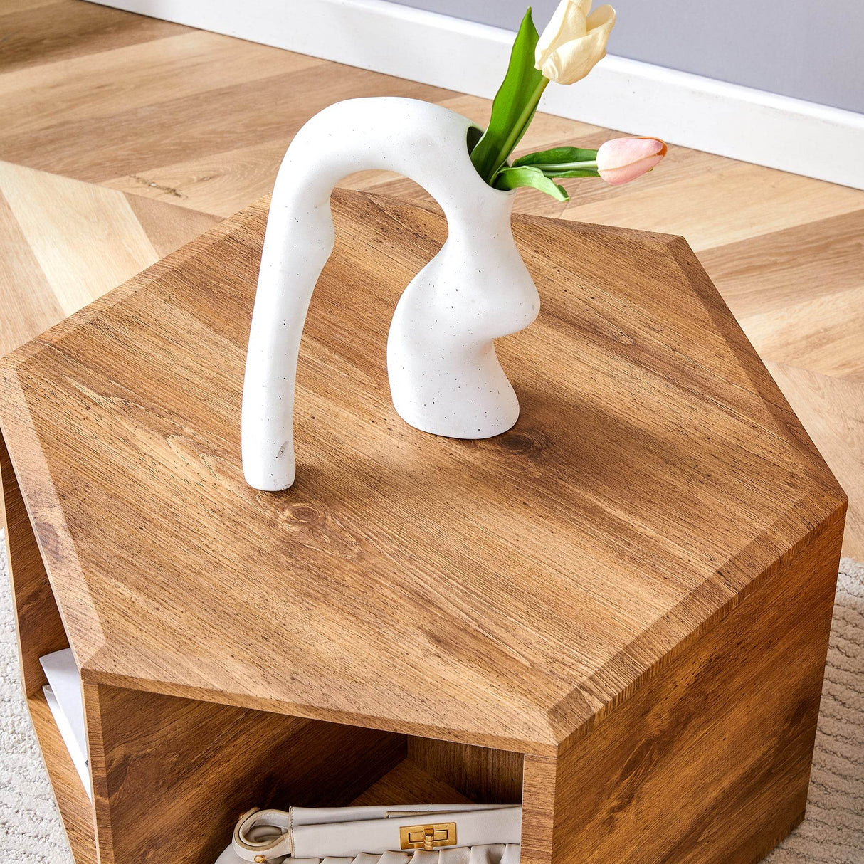 Hexagonal MDF Storage Coffee Table With Pattern - Omega Lifestyles