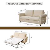 Modern Linen 2-in-1 Sleeper Sofa Bed With Memory Foam Mattress - Omega Lifestyles