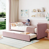 Twin Upholstered Daybed With Pop-Up Trundle Pink - Omega Lifestyles