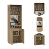 Light Oak 71-Inch Bar Cabinet With Wine Glass Rack - Omega Lifestyles