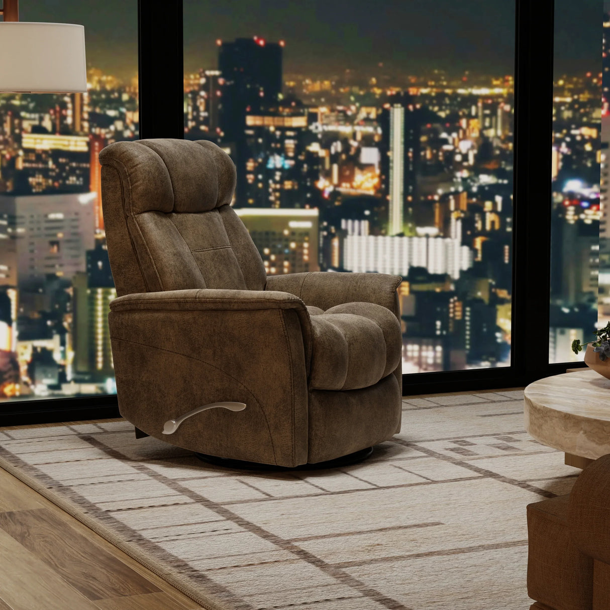 Swivel Glider Recliner With Manual Adjustable Headrest Footrest - Omega Lifestyles