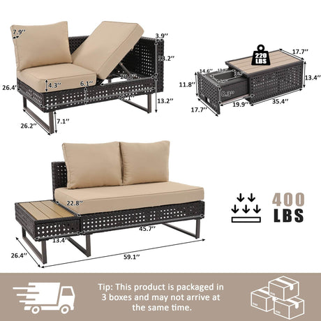 Diamond Weave Outdoor Sectional Furniture Set With Cushions - Omega Lifestyles