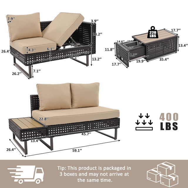 Diamond Weave Outdoor Sectional Furniture Set With Cushions - Omega Lifestyles