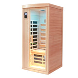 One-Person Hemlock Far Infrared Ceramic Tube Sauna Room - Omega Lifestyles