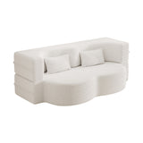 Full Size Folding Teddy Fabric Foam Sleeper Sofa Bed With Pillows