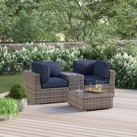 2-Seat Weather-Resistant Wicker Patio Furniture Set With Cushions - Omega Lifestyles
