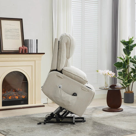 Ivory Remote-Controlled Heated Massage Assistive Recliner - Omega Lifestyles