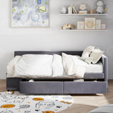 Twin Velvet Upholstered Platform Bed With Storage Drawers - Omega Lifestyles