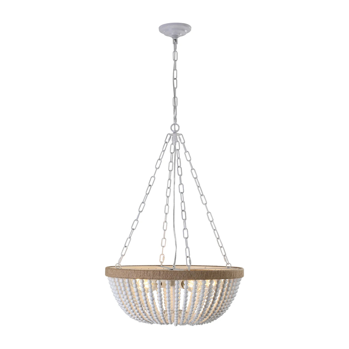 Farmhouse Wood Beaded Pendant Chandelier Lighting - Omega Lifestyles