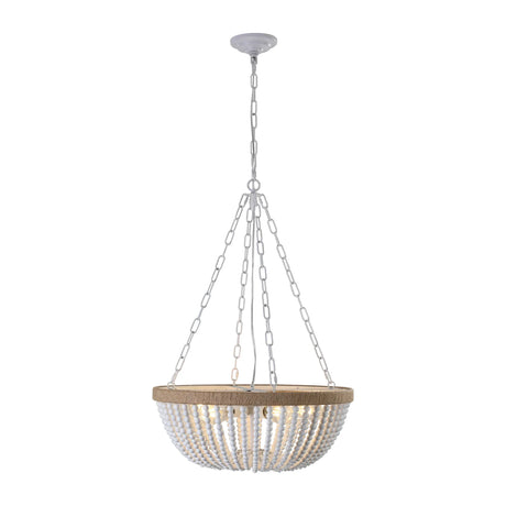 Farmhouse Wood Beaded Pendant Chandelier Lighting - Omega Lifestyles