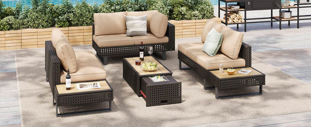 Diamond Weave Outdoor Sectional Furniture Set With Cushions - Omega Lifestyles