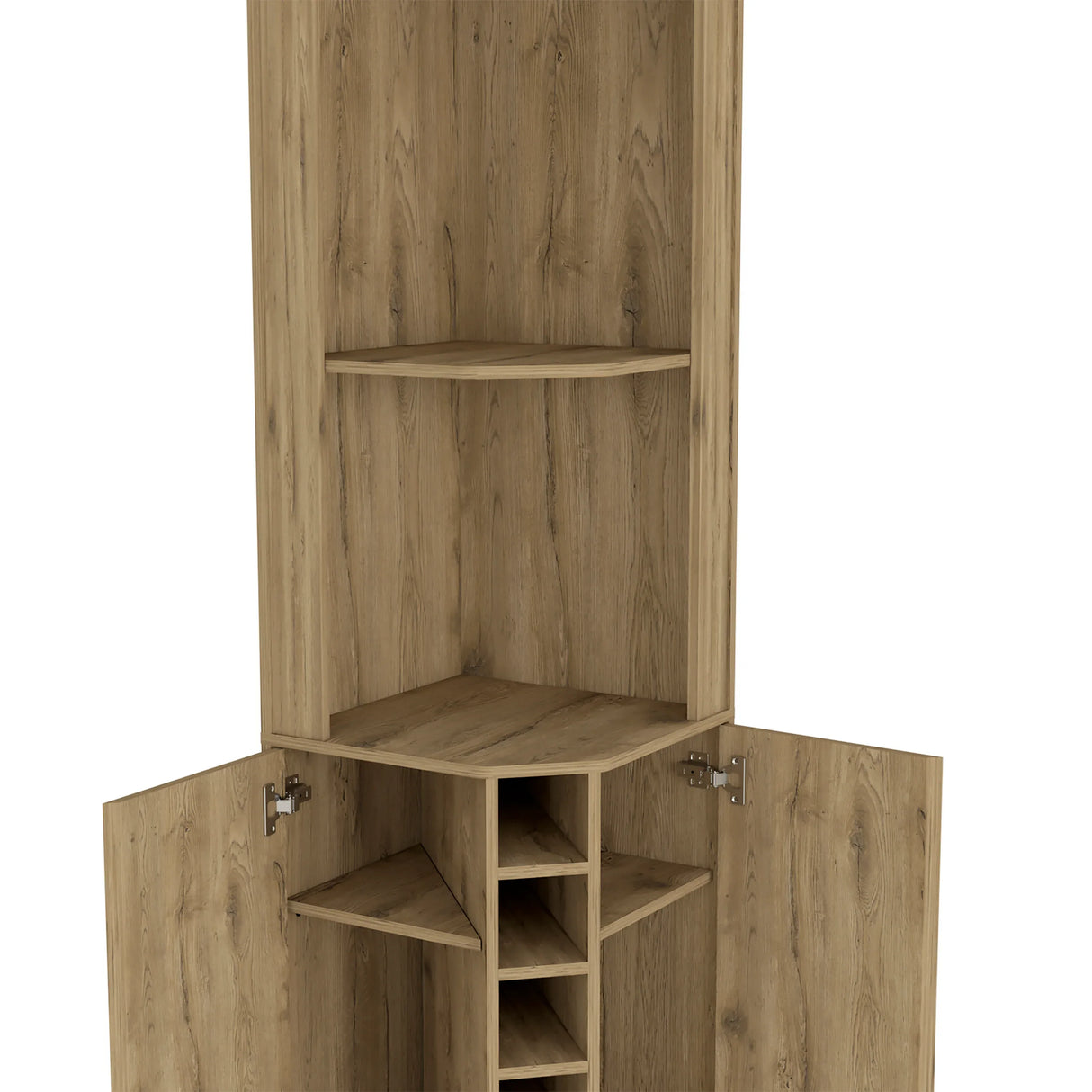 Beige Particle Board Corner Bar Cabinet With Wine Rack - Omega Lifestyles