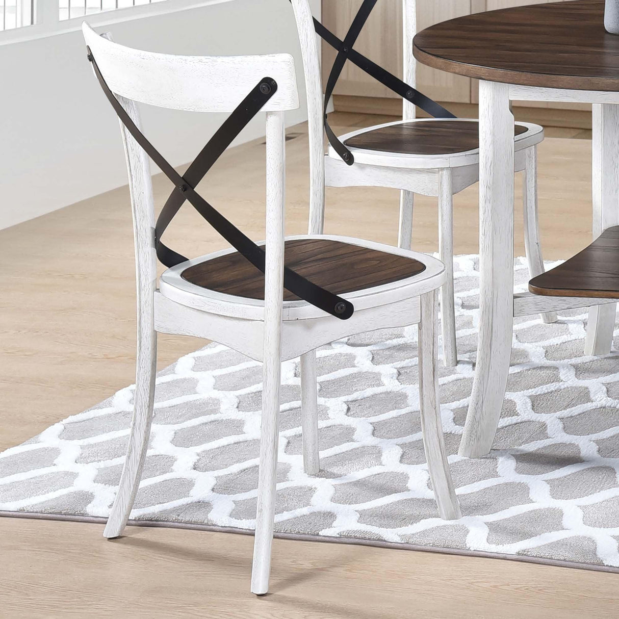 5-Piece Round Dining Set With X-Back Chairs - Omega Lifestyles