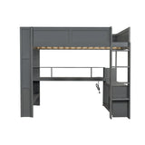 Full Wood Gaming Loft Bed Frame With Desk LED Charging Station - Omega Lifestyles
