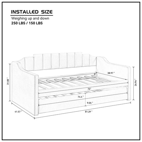 Twin Upholstered Solid Wood Daybed With Trundle - Omega Lifestyles