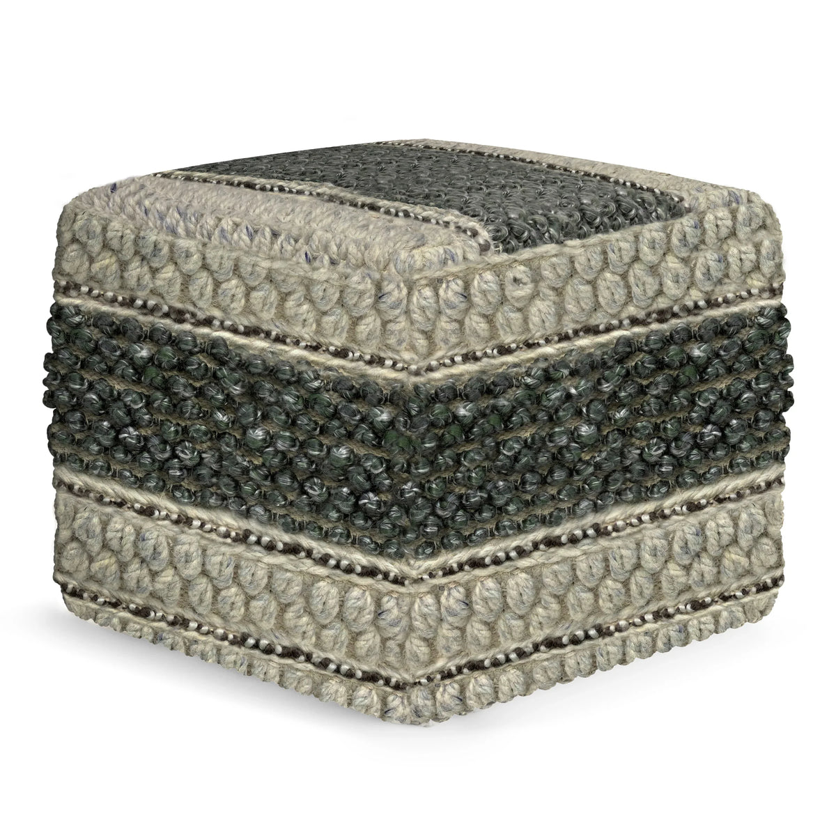 Handwoven Square Fabric Pouf With Supportive Filling - Omega Lifestyles