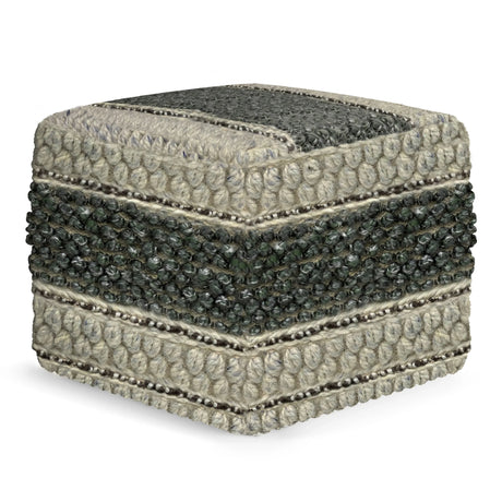 Handwoven Square Fabric Pouf With Supportive Filling - Omega Lifestyles