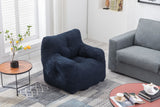 Soft Teddy Fabric Tufted Foam Bean Bag Chair Dark Blue - Omega Lifestyles