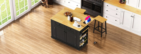 48-Inch Rolling Kitchen Island Cart With Power Outlet - Omega Lifestyles