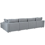 130-Inch Modular Chenille Fabric U-Shaped Sectional Sofa With Ottomans - Omega Lifestyles