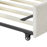Twin Upholstered Linen Daybed With Pull-Out Trundle - Omega Lifestyles