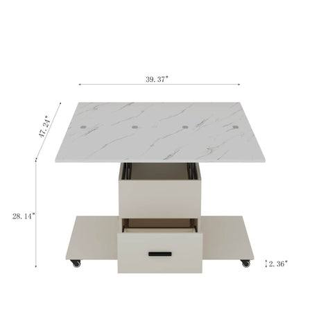 Modern Lift-Up Coffee Table With Storage And Four Stools - Sleep Galleria
