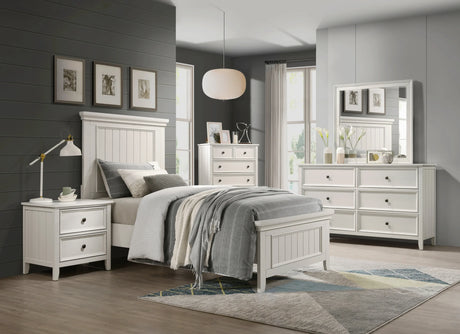 Twin Farmhouse White Wood Panel Bed Frame - Omega Lifestyles