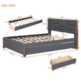 Full Upholstered Platform Bed With Trundle And Drawers - Omega Lifestyles