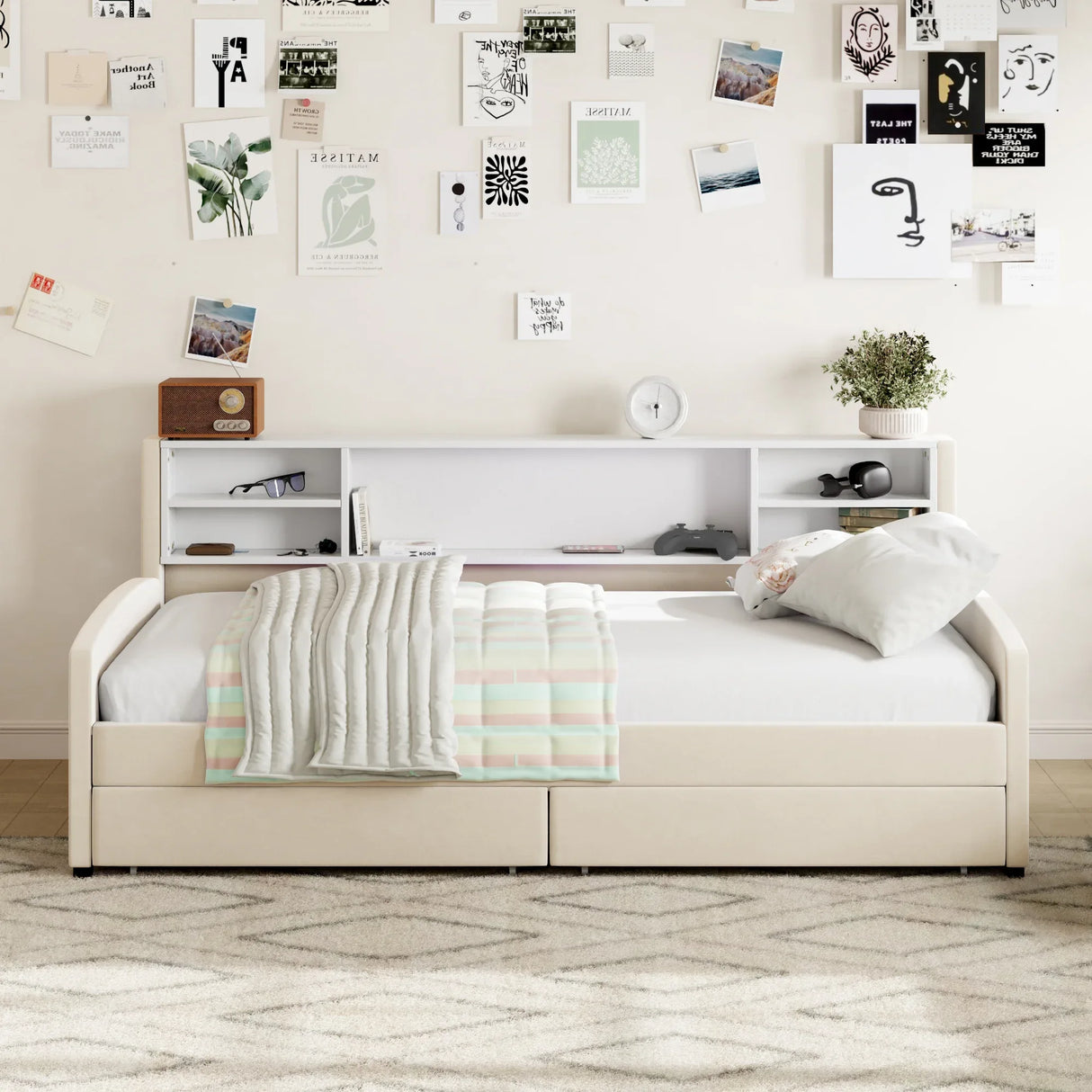 Twin Velvet Upholstered Platform Bed With Storage Drawers - Omega Lifestyles
